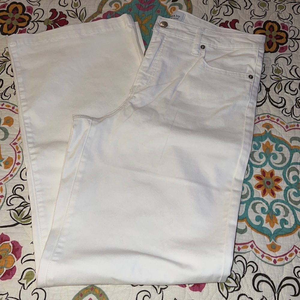 crown & ivy Crisp White Wide Leg Jeans